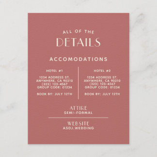 Cartão De Informações Gabinete de Detalhes de Casamento Simples + Limpo
