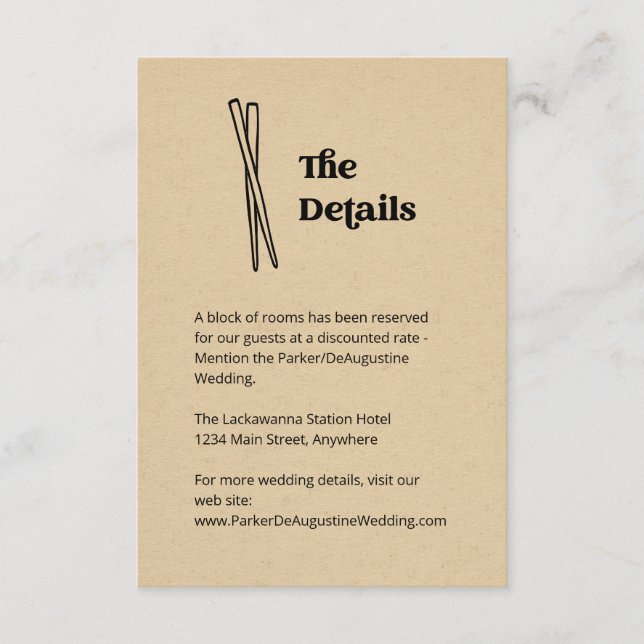 Cartão De Informações Gabinete de Detalhes de Informações de Casamento C (Frente)