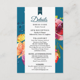 Cartão De Informações Gabinete de Detalhes do Casamento Colorido de Verã