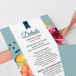 Cartão De Informações Gabinete de Detalhes do Casamento Colorido de Verã