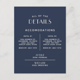 Cartão De Informações Gabinete de Detalhes do Casamento Ecru de Marinho 