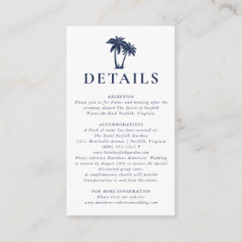 Cartão De Informações Gabinete de Detalhes do Marinho Náutico da Palm Tr