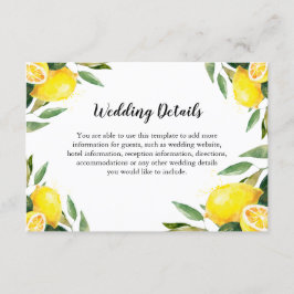 Cartão De Informações Gabinete de Informações de Detalhes do Casamento d