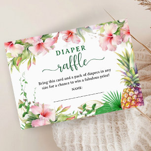 Cartão De Informações Gabinete de Raffle de Fralda Tropical de Chá de fr