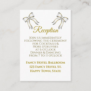 Cartão De Informações Gabinete de Recepção de casamento de Fita Branco e