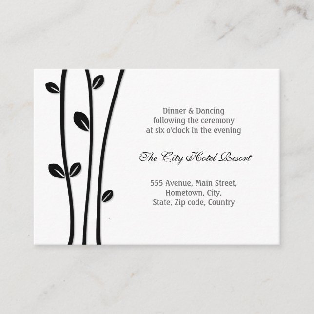 Cartão De Informações Gabinete de Recepção de Ramificações Negras Folhas (Frente)