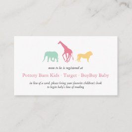 Cartão De Informações Gabinete de Registro Simples Safari Animal Baby Gi