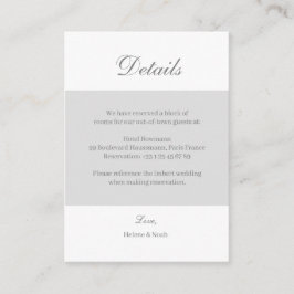 Cartão De Informações Gabinete Detalhado do Hotel Elegante de Casamento