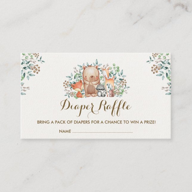Cartão De Informações Galeria Florestal Florestal de Bebês Fralda Bilhet (Frente)
