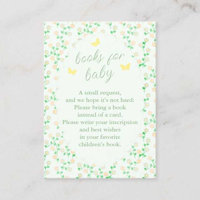 Cartão De Informações Garden Party Books For Baby Shower (Frente)