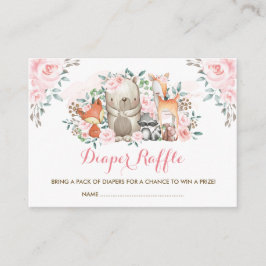 Cartão De Informações Garota Woodland Rosa Rosa Rosa Bebê Fralda Raffle