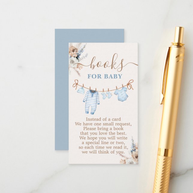 Cartão De Informações Garoto Bebê Roupas Chás de fraldas Livros para Beb (Frente/Verso In Situ)