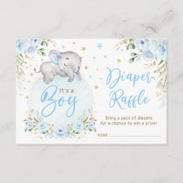 Cartão De Informações Garoto Elefante Azul Lua Dourada Estrelas Fralda R