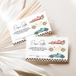 Cartão De Informações Garoto Retrorace Carro Chá de fraldas Fralda Raffl