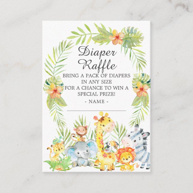 Cartão De Informações Garoto Selva Chá de fraldas Fralda Raffle (Frente)