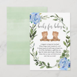 Cartão De Informações Garotos gêmeos ursos de pelúcia verde livros azuis