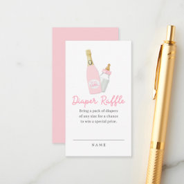 Cartão De Informações Garrafas de picareta Fralda rosa Chá de fraldas