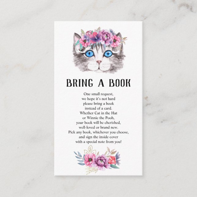 Cartão De Informações Gatinhos Gatinhos Gatinhos Rosa Livros Florais Ros (Frente)