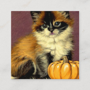 Cartão De Informações Gato de Halloween Vintage Ragdoll