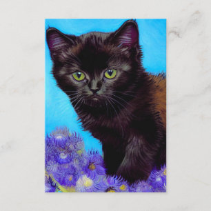Cartão De Informações Gato e Flores de Van Gogh