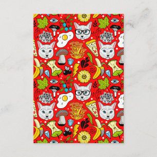 Cartão De Informações Gato e ovo em vermelho