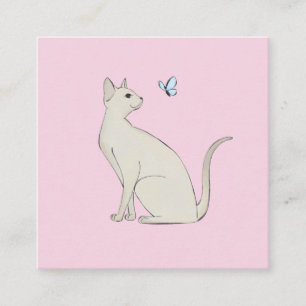 Cartão De Informações Gato elegante com borboleta