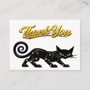 Cartão De Informações Gato Preto Futurista Steampunk Atômico Obrigado