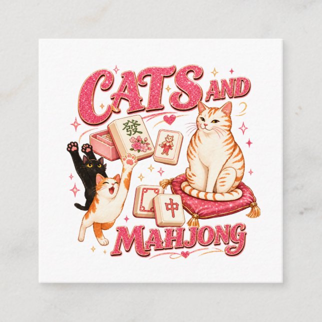 Cartão De Informações Gatos e Mahjong (Frente)