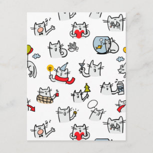 Cartão De Informações Gatos engraçados, leite e magia.