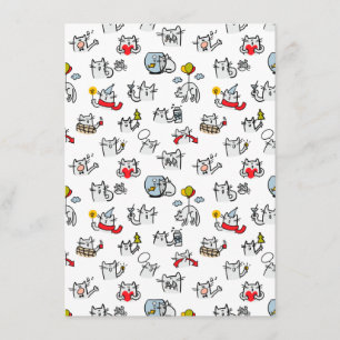 Cartão De Informações Gatos engraçados, leite e magia.