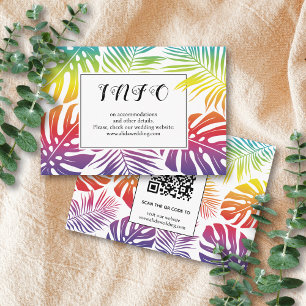 Cartão De Informações Gay, folhas tropicais do arco-íris de casamento lé