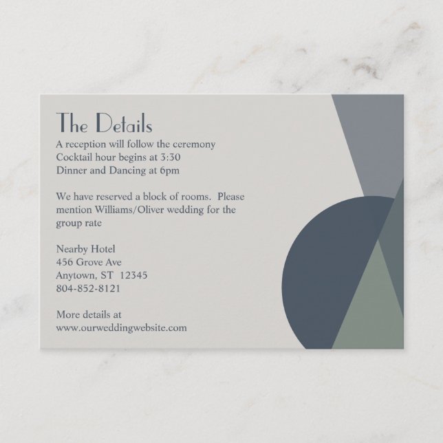 Cartão De Informações Geométrico Abstrato Chic Azul Naval Poeira Azul (Frente)