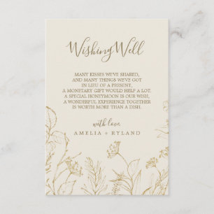 Cartão De Informações Gilded Floral   Creme Weding Wishing Card