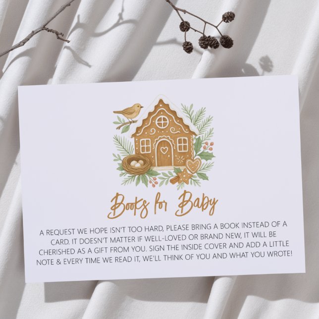 Cartão De Informações Gingerbird House Nesting Party Books para Bebê (Criador carregado)