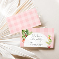 Gingham cor-de-rosa com vegetais como barriga de m