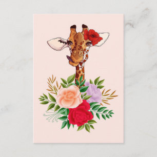 Cartão De Informações Girafa Amante Girafas África E Flor