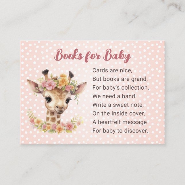 Cartão De Informações Girafa Livros para Menina Animal Selvagem Safari (Frente)