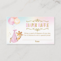 Giraffe Balões Chá de fraldas Fralda Raffle Ticket