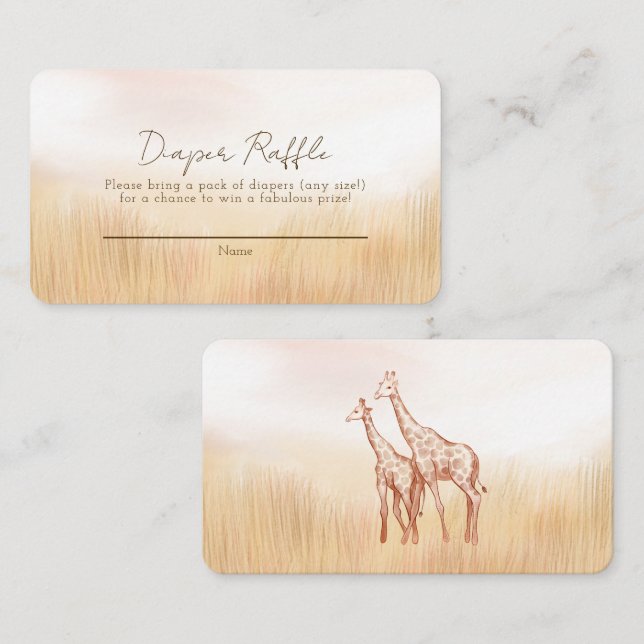 Cartão De Informações Giraffe Savanah Fralda Raffle (Frente/Verso)