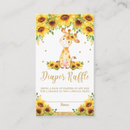 Cartão De Informações Giraffe Sunflower Chá de fraldas Fralda Raffle