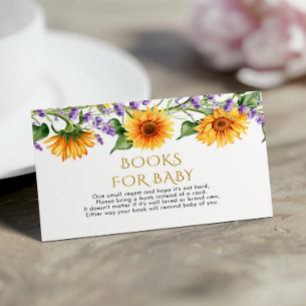 Cartão De Informações Girassóis Rústicos e Lavanda Livro para Bebê Cartã