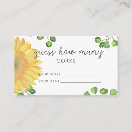 Cartão De Informações Girassol adivinhe quantas rolhas jogo de noiva