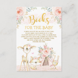 Cartão De Informações Girassol Blush Floral Woodland Livros para Bebê