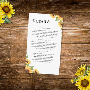 Cartão De Informações Girassol Rústico Aquarela Floral Casamento Country