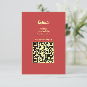 Cartão De Informações Girassol Verão Dourado Casamento Vermelho Código Q