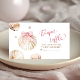 Cartão De Informações Girl Pink Bow Shell Baby Shower Diaper Raffle