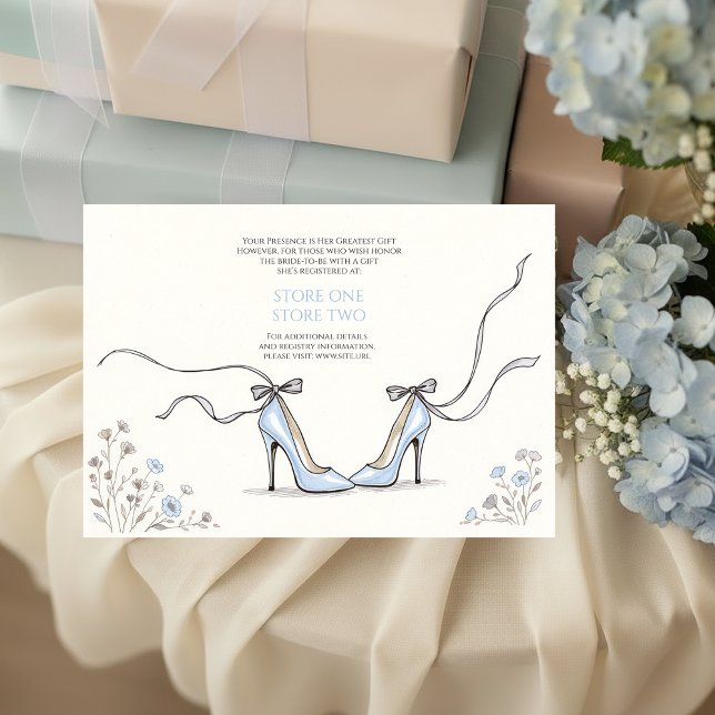 Cartão De Informações Girly Blue Heels Bridal Shower Enclosure Card (Girly Blue Heels Wedding Shower Enclosure Card
)