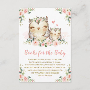Cartão De Informações Girly Woodland Floral Owl Traga um Livro para Bebê