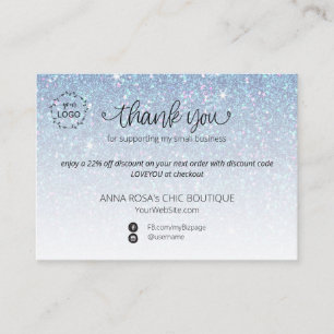 Cartão De Informações *~* Glitter de Pastel Obrigado Marca de logotipo Q