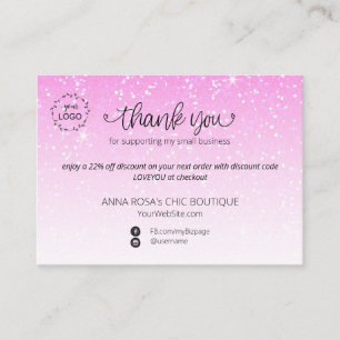 Cartão De Informações *~* Glitter de Pastel Obrigado Marca QR de logotip